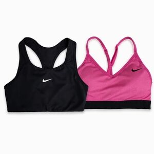 Nike Dri-FIT Sports Bra Bundle XS Black Pink Racerback Athletic 2-Pack